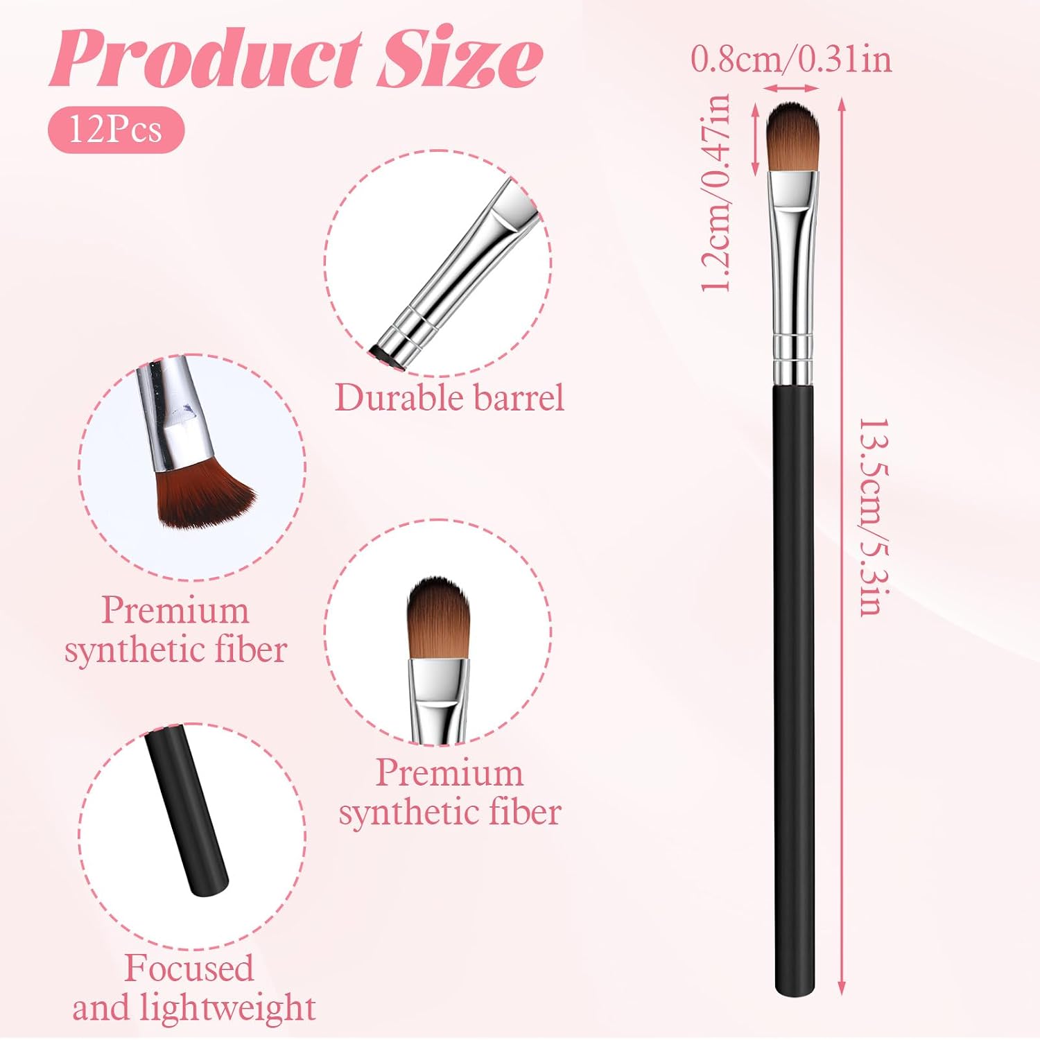 12 Pcs Eyeshadow Applicators Flat Concealer Brush Set Small Eyeshadow Brushes Flat Eye Shadow Primer Applicator Brushes Small Makeup Brush Tools for Eye Primer Base Concealing Blending Setting