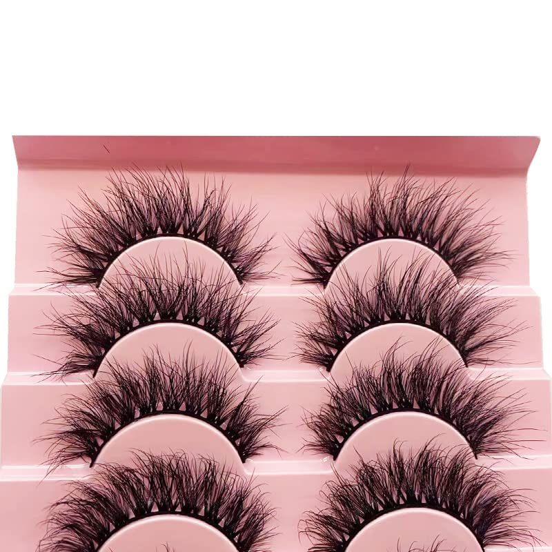 Miniatura 4 de HBZGTLAD 10 pares de pestañas postizas de visón 3D, hechas a mano, pestañas largas finas, esponjosas, herramientas de maquillaje de ojos naturales