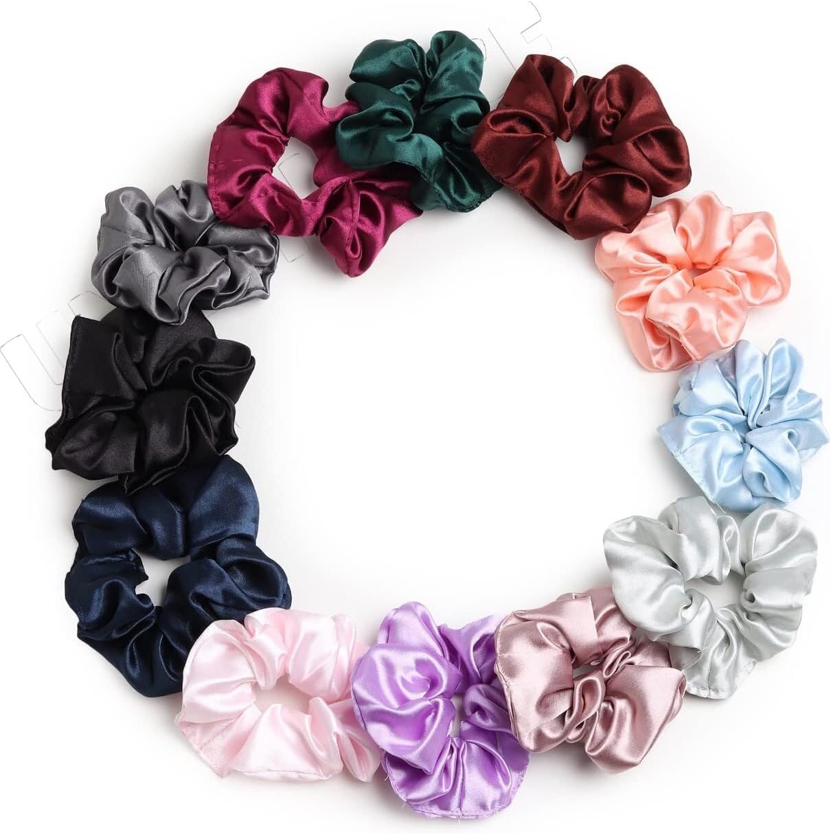 UNICHOICE Classic Satin Silk Scrunchies For Women And Girls Set Of 12 Scrunchie for Less Hair fall Hairbands Rubber Band Scrunchies For Girls Best Gift For Mom, Sister And Girlfriend (MULTI COLOR)