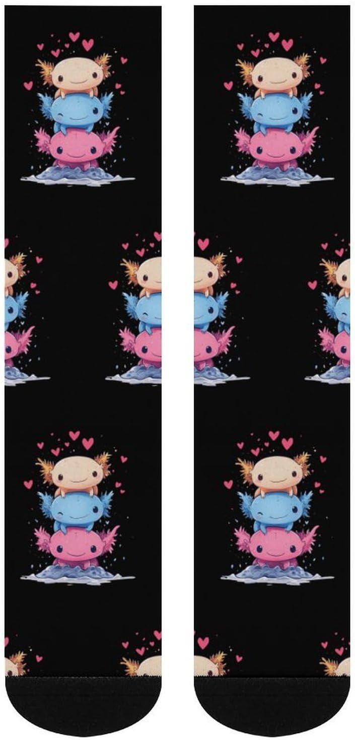 Cute Axolotls Knee High Socks Athletic Long Stockings Sport Casual Crew Tube Sock Boot 46cm