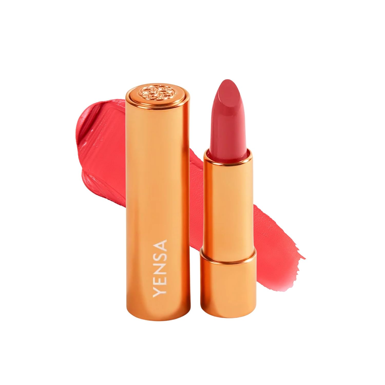 YENSA Vibrant Silk Hydrating Lip Stick - Long Lasting Lipstick with Hyaluronic Acid, Vitamin E & Super Oils - High Pigment Color & Semi Glossy Finish - Moisturizing Formula - Confidence (0.12 oz)