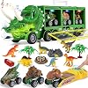 Tacobear Autotransporter Dinosaurier LKW Spielzeug mit Licht und Musik, Dino Transporter mit Mini Dinosaurier Figuren und Spielzeugautos Kinderspielzeug Geschenk ab 3 4 5 6 Jahre Junge Mädchen (Grün)