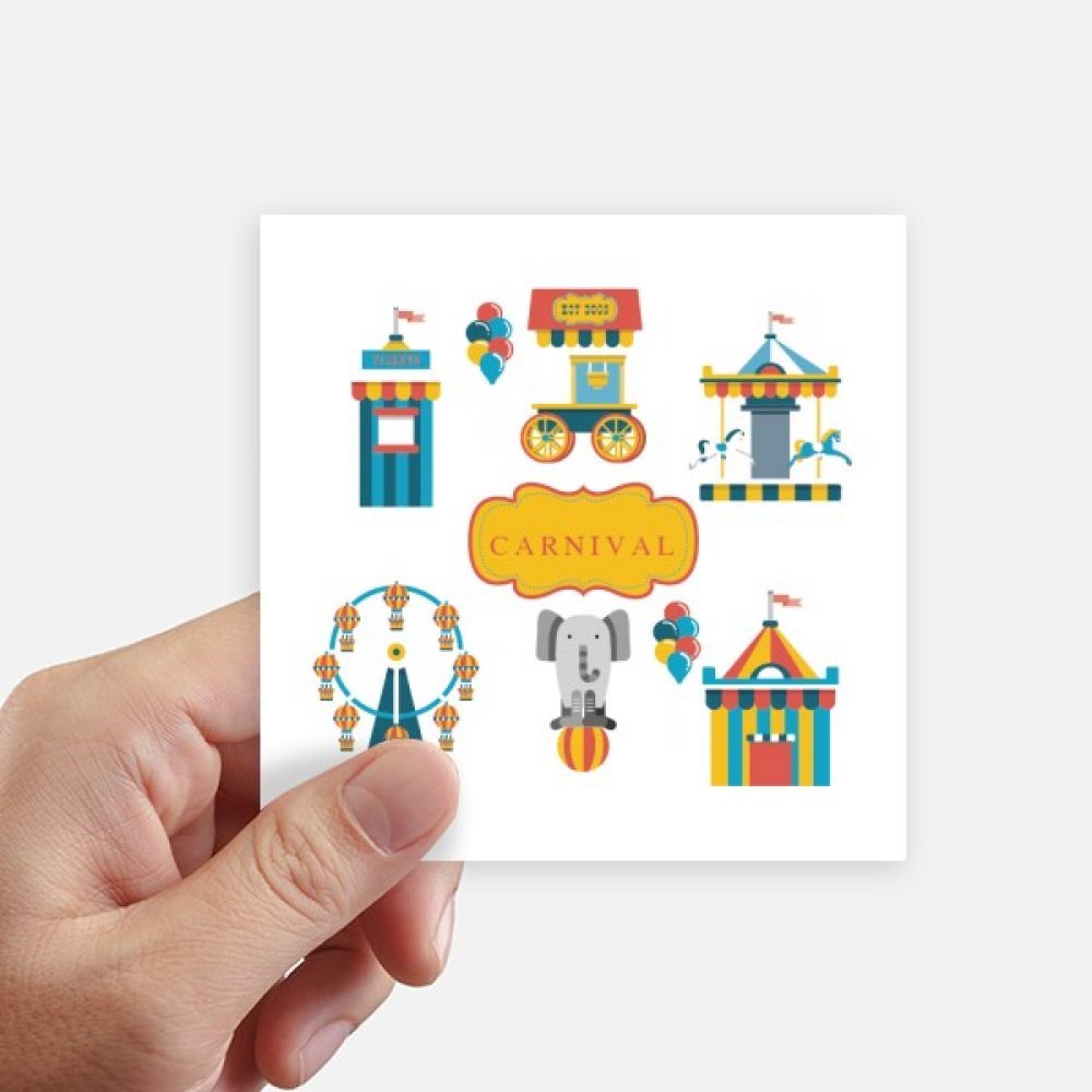 Autocollant carré multicolor avec illustration incroyable Funny Park 10x10cm lot de 8