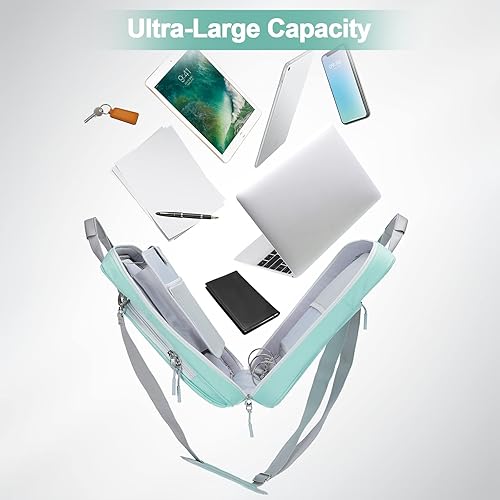 Miniatura 6 de Losong Carpeta con cremallera de 3 anillos de 2 pulgadas con correa para el hombro, capacidad de 500 hojas y múltiples bolsillos para organizador de