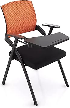 Folding Chair, Stackable & Foldable Conference Room Chairs, Lumbar Support, Armrest - Mesh Bouncing Back for Office Meeting, Conference, Training Room ChairOrange