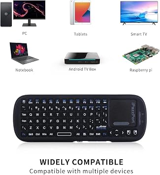 iPazzPort 2.4G mini kablosuz klavye, dokunmatik fare kombinasyonu, hafif, taşınabilir klavye kumandası, Android TV kutusu/PC/tabletler/PS4/Raspberry Pi 3/HTPC KP-810-19S ile uyumlu