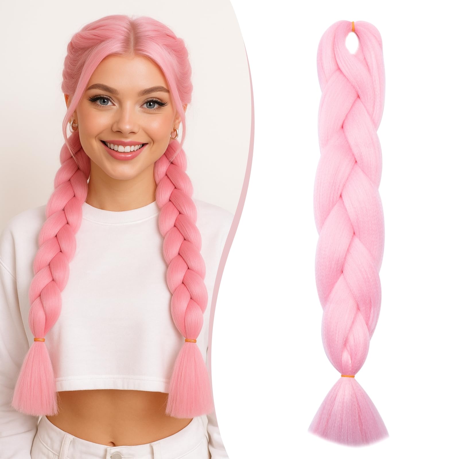 SEGO Pro Braiding Hair Extensions 24 Inch Yaki Synthetic Jumbo Box Braid Hair for Crochet Twist Braids for Women Pack of 1 (Ash Blonde)