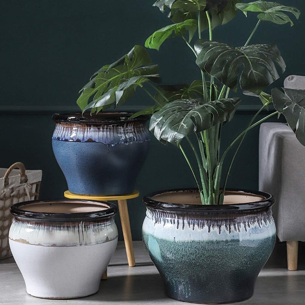 Wisząca donica na balkonie Prostota Dekoracja stołu Rośliny doniczkowe Ceramiczne doniczki na rośliny, Okrągłe doniczki z dużymi ustami (C 48 * 48 * 35.2CM)