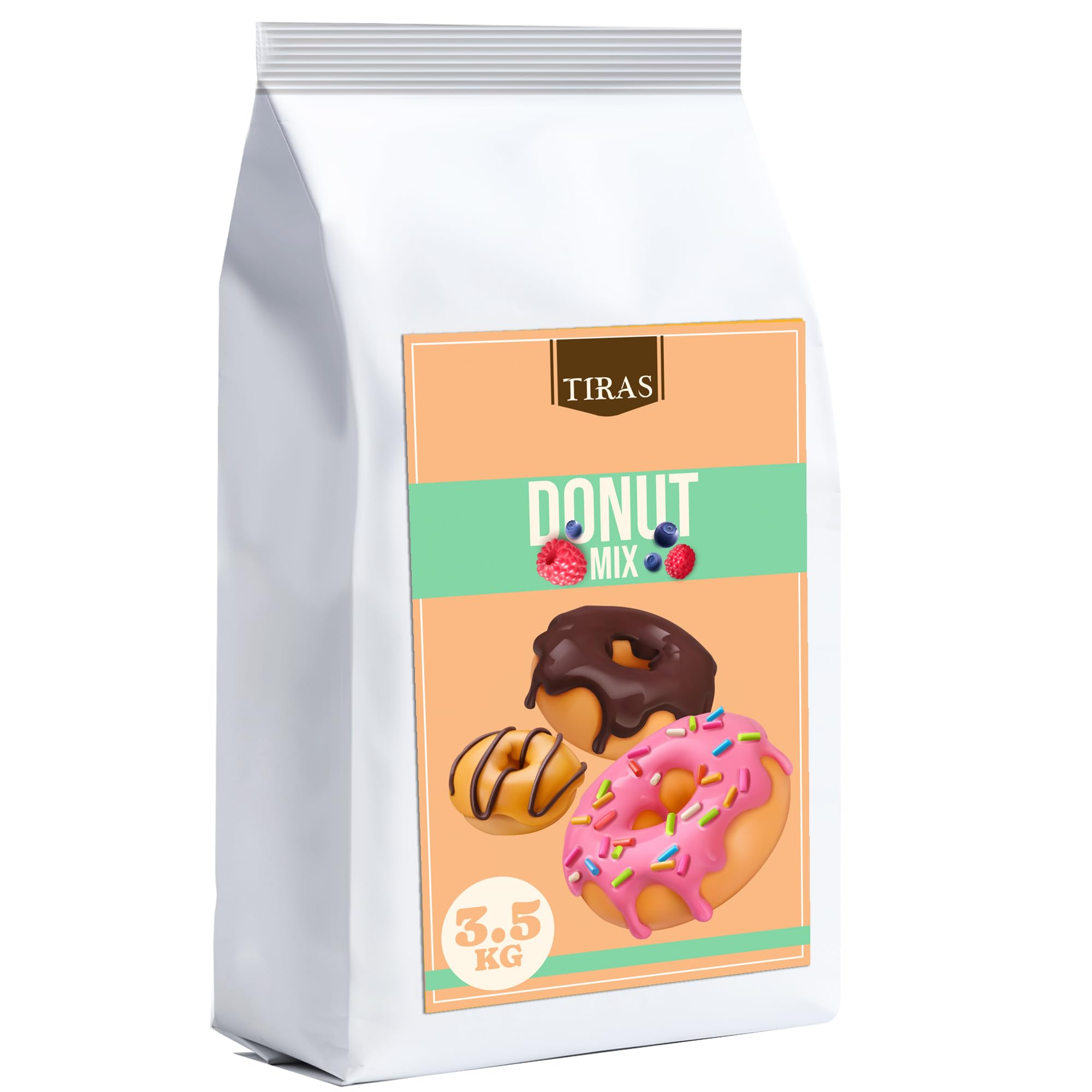 TIRAS Doughnut Mix - 3.5kg Donut Mix Just Add Water Crispy, Fluffy Doughnut Mixture for Home, Professional Use, Parties - Makes 112 Donuts (Approx. 50g each) - 3.5kg Bag