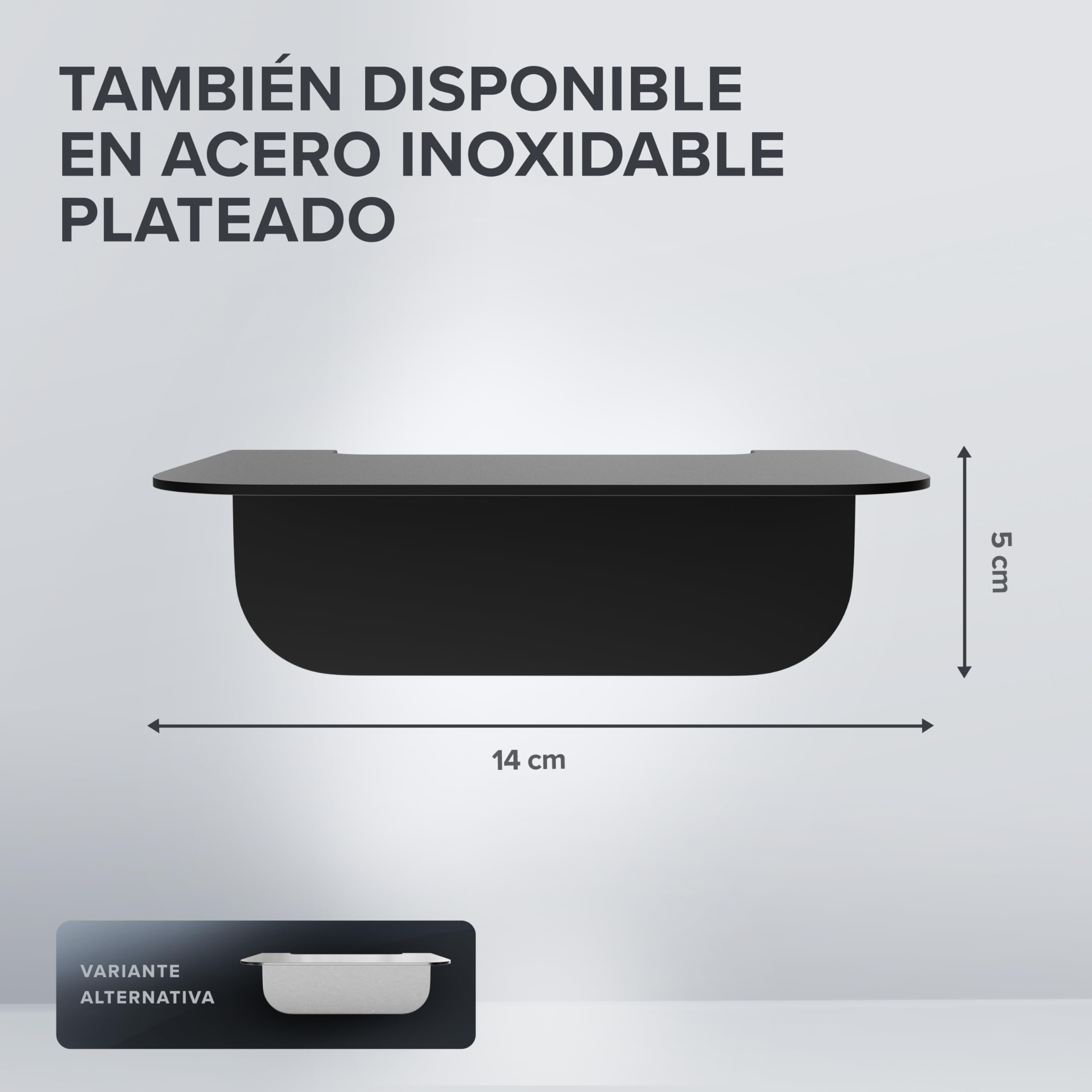 ovimar Estante de baño Gimsoya | Acero Inoxidable | Negro Mate | sin taladrar | en el baño o en la Cocina | para almacenaje o como pequeño Estante para Utensilios de baño o decoración de baño