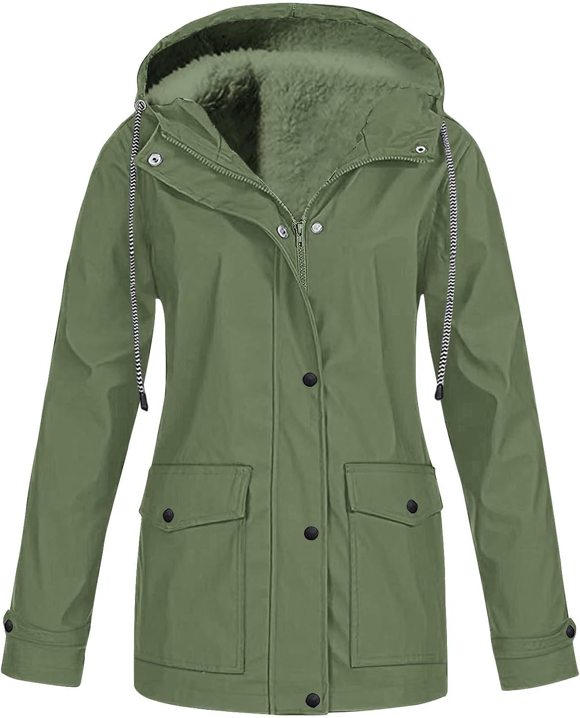 2024 Fall Winter Fleece Lined Rain Jacket Women Long Sleeve Hiking Lightweight Softshell Raincoat Hooded Trench Coats