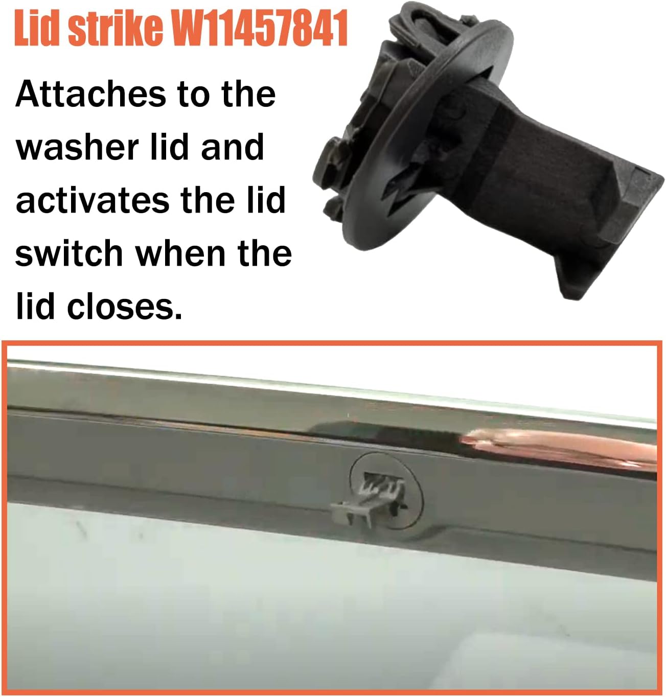 Close-up of the W11457841 lid strike and its function