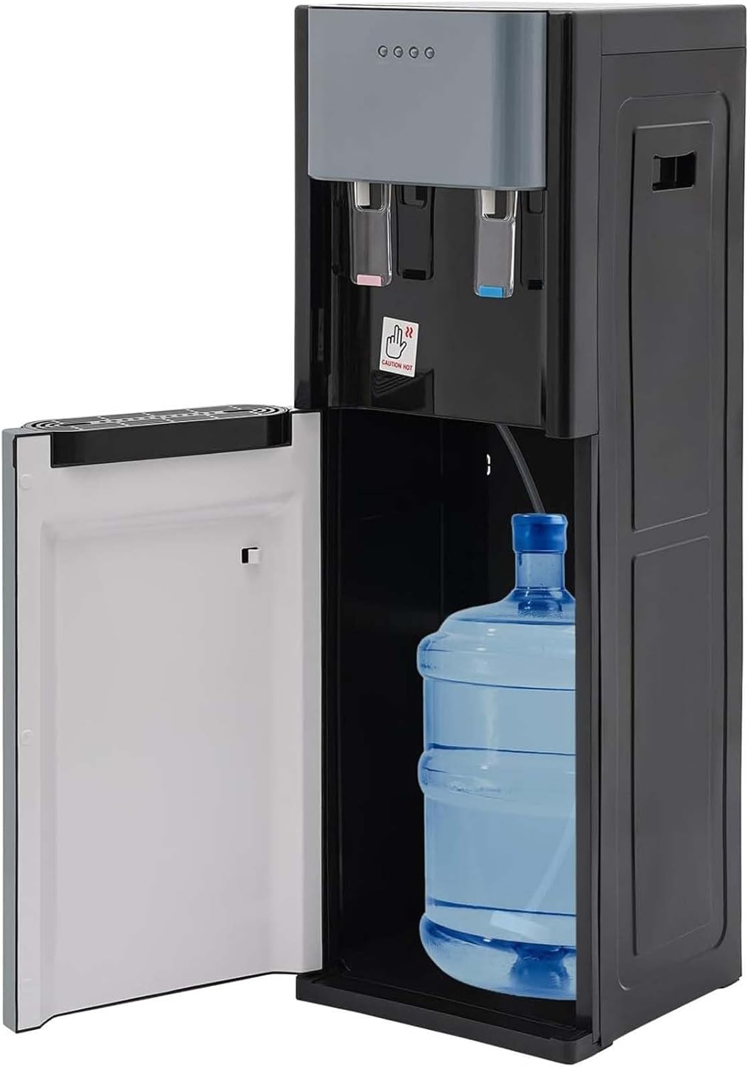 Electric hot Cold Water Cooler, Bottom Loading Water Dispenser with 304 Liner, Instant 203°F Heating & 59°F Cooling, an-ti-Dry Burn Protection for 3-5 Gal Bottles for Office(Gray,Hot+Warm)