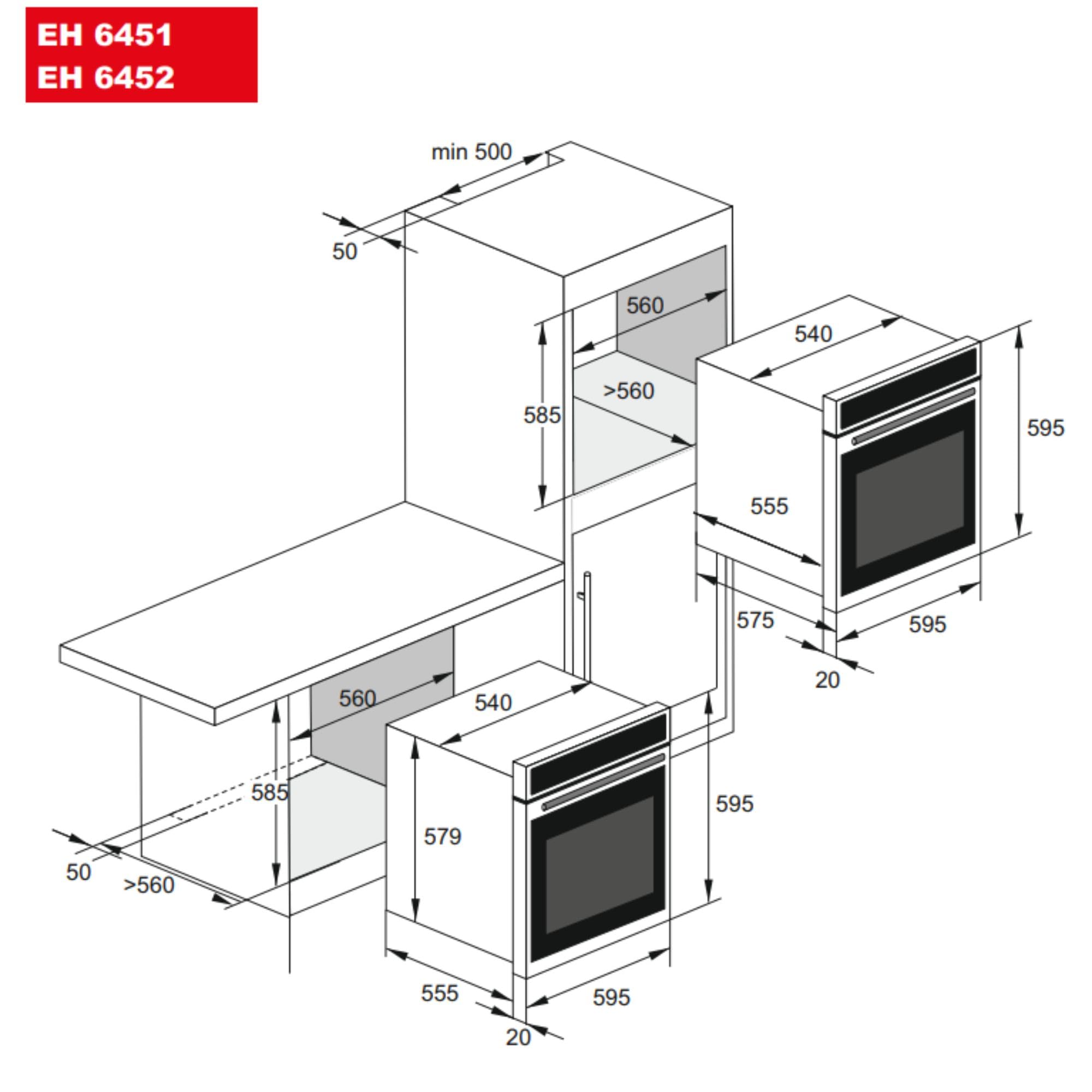 Kaiser EH 6452 - Horno eléctrico empotrable (60 cm, 79 L), color negro