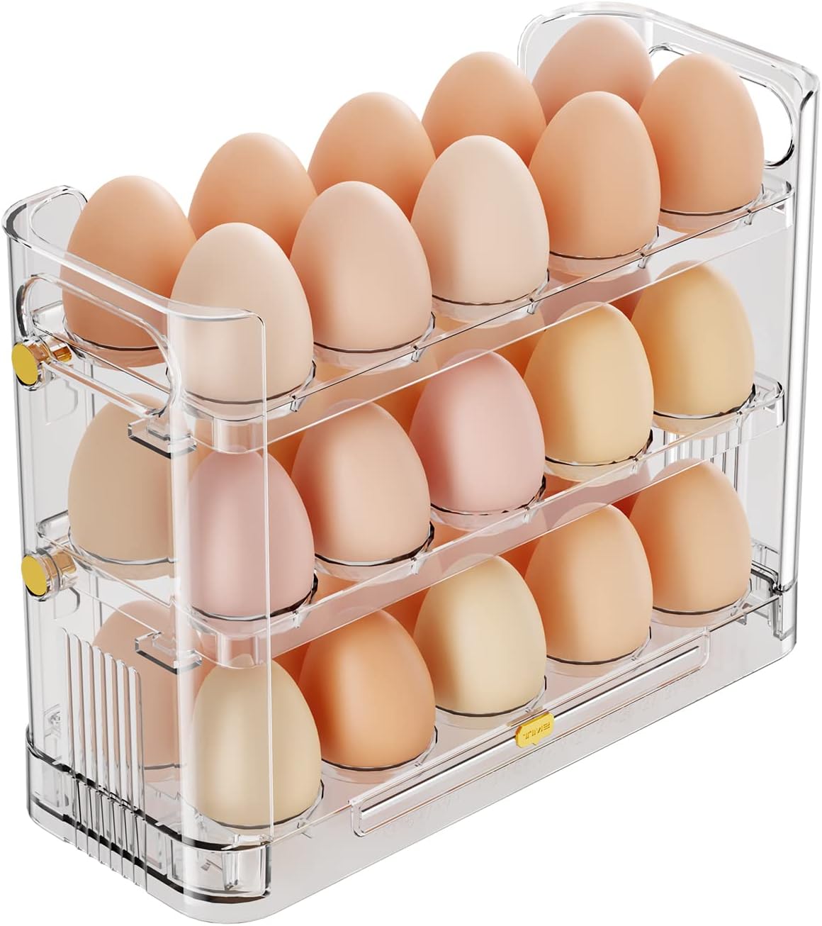 HooshionReversible Egg Holder for Refrigerator, 30 Clear Egg Holder for Fridge, Egg Holder for Countertop, Egg Storage and Egg Tray