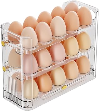 Reversible Egg Holder for Refrigerator and Countertop - Clear 30-Egg Storage Tray