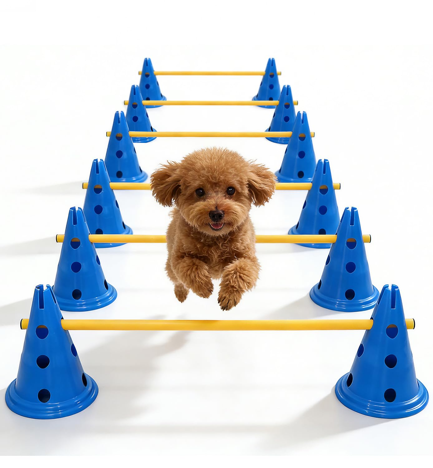 Dog Agility Hurdle Cone Set, Dog Agility Course Backyard Set with Height Adjustable Crossbar for Rehabilitation & Beginners, Dog Agility Equipment for Dog Obstacle Course Training Starter - 12 Inch