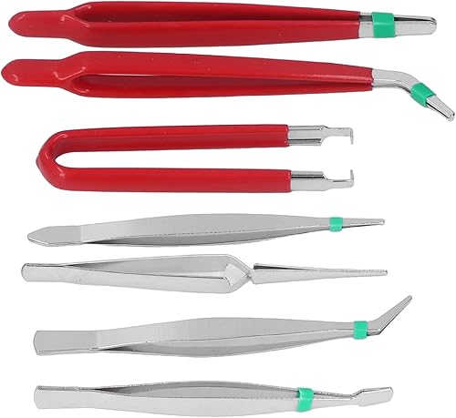 Miniatura 7 de Pinzas, 7pcs Pinzas Set Anti Estático Multi Propósito Herramienta de Mano Kit para Electrónica Mantenimiento de Reparación, Pinzas, Pinzas