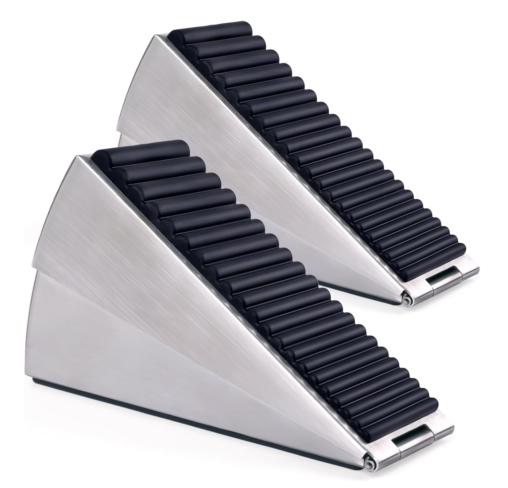 Door Wedge,Rubber Door Stop,Strong Large Door Stopper Indoor,Heavy Duty Door Stop Wedge Tall Door Stoppers for Bottom of Door,Security Door Stopper Self Adhesive Wall Protectors (2pcs Silver)
