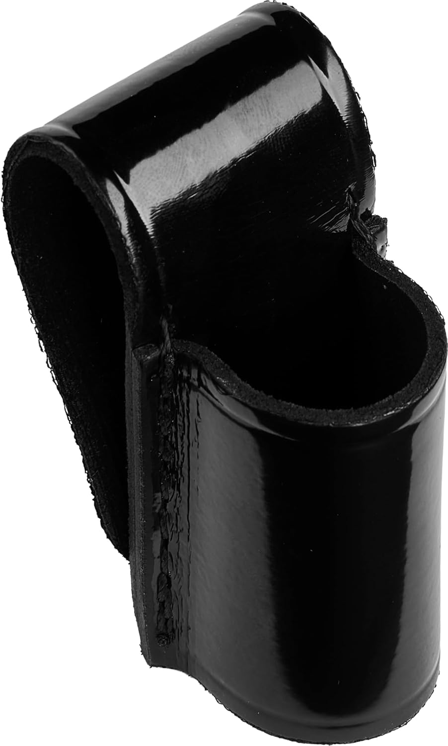 Black Flashlight Holder with Snap Back Belt Slide, Open Top and Open Bottom Holster, Fits Duty Belts up to 2.25 Inch, Made in USA