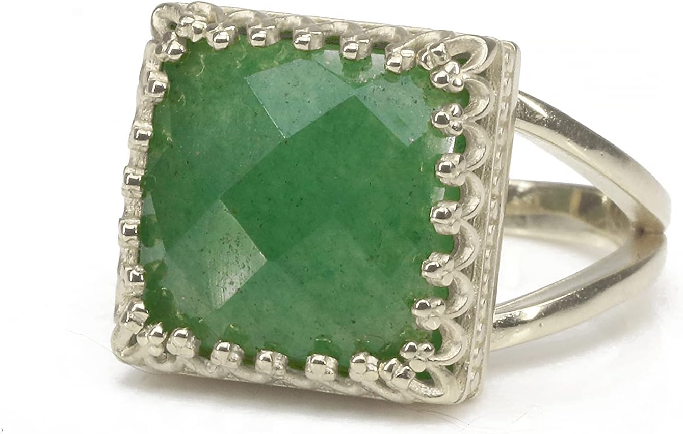 Intricate Aventurine Ring - Dress Rings, Vintage Rings, Fashion Rings - Custom Statement Jewelry Ring for Engagement, Wedding, Birthday, Party, Casual - Choose Your Size