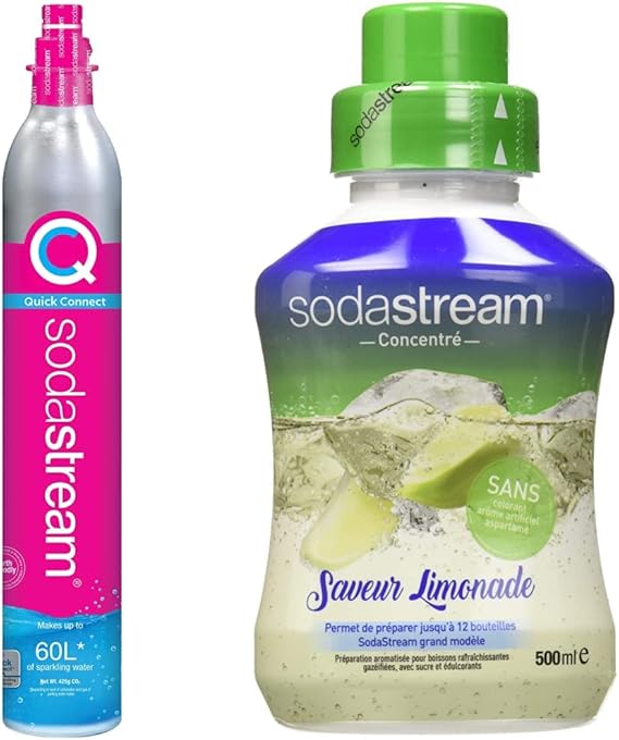 Sodastream Recharge, Cylindre de CO2 60 L Quick Connect à Clipser, Couleur Rose & Concentré Sodastream Recharge, Cylindre de CO2 60 L Quick Connect à Clipser, Couleur Rose & Concentré