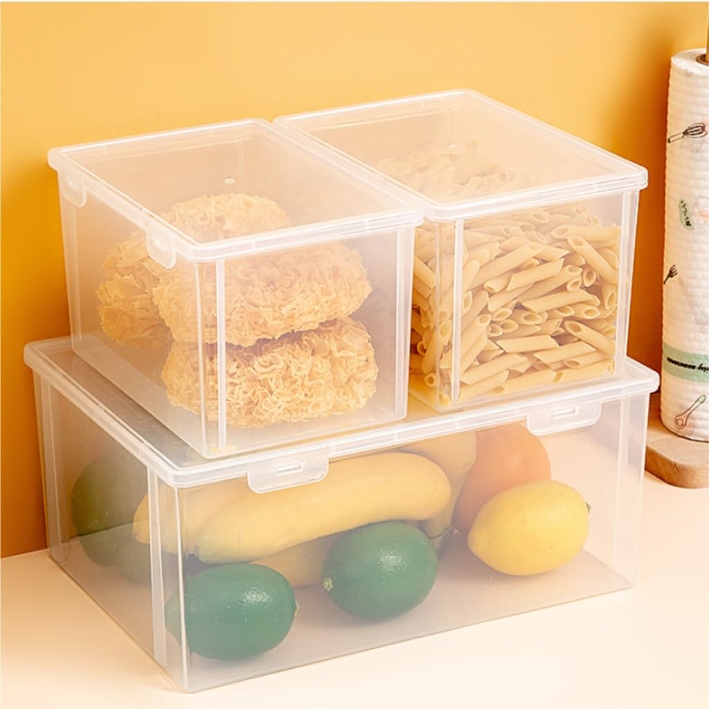 Frischhaltedosen Quadratische transparente Frischhaltebox PP Frischhaltebox Obst- und Gemüsekühlschrank-Aufbewahrungsbox Organizer Kühlschrank (Color : Clear, Size : B)