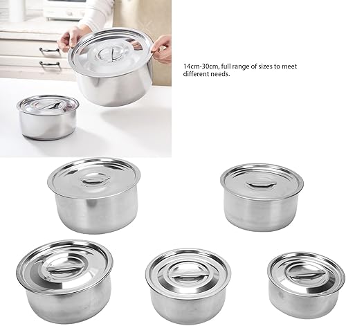 Miniatura 4 de TOPINCN Juego de ollas de sopa de acero inoxidable 5 piezas, ollas de cocina multifuncionales olla de cocción de inducción resistente