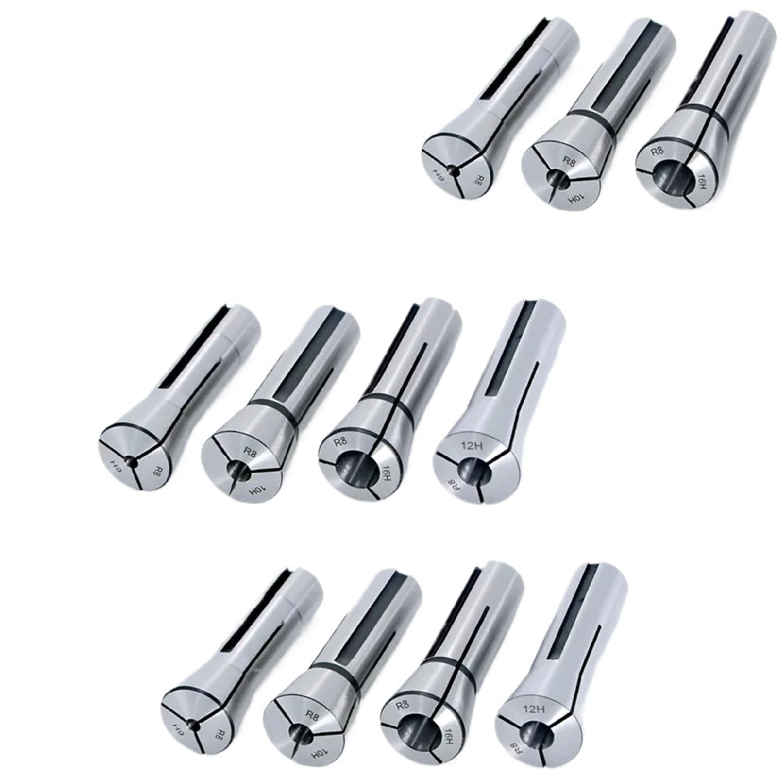 11pcs R8 Round Spring Collet Set, Clamping Diameter 3-20mm Metric Taper Cone Spring Collet Clamp Tool Collet Milling Machine Tool Holder for Mill Machine