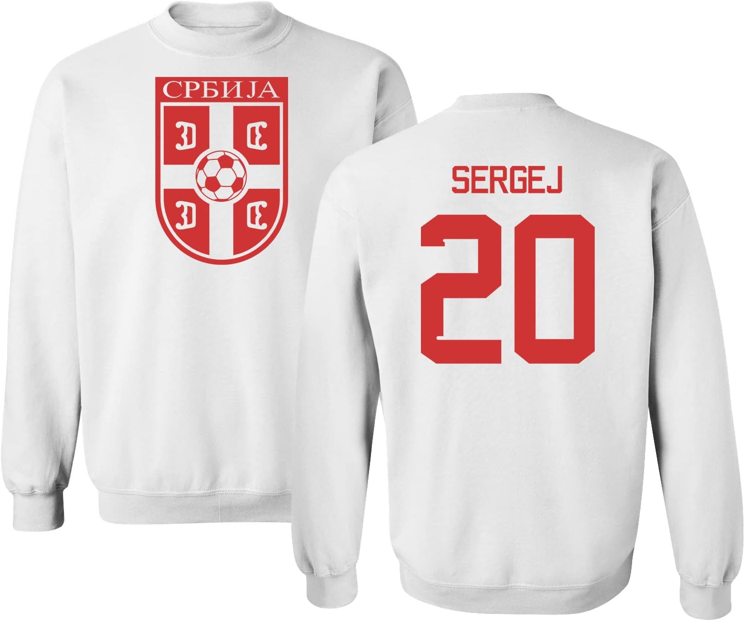 FLAURA Serbian Soccer #20 Sergej World Football Fans Adult Crewneck Sweater