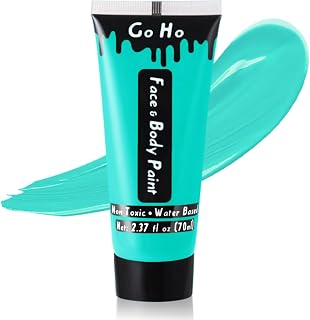 Go Ho Teal Face Body Paint Washable(2.37oz/pc),Water Based Cream Face Paint,Teal Body Paint for SFX Cosplay Costumes Festivals Halloween Makeup