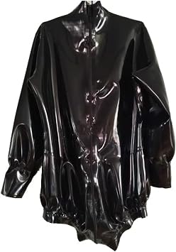 Latex Suit Rubber Women Swimsuit Black Catsuit Bodysuit,Black,S