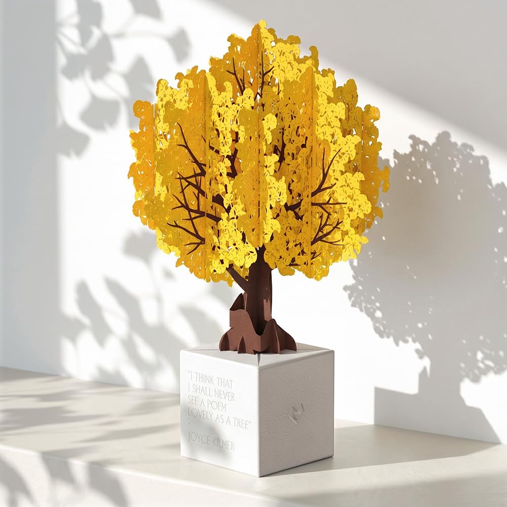 Lovepop Decoración de papel desplegable diaria para ella y él, tarjetas de felicitación 3D para niños, niñas, hombres, mujeres, árbol amarillo gingko, decoración de 12 pulgadas, tarjeta de notas en