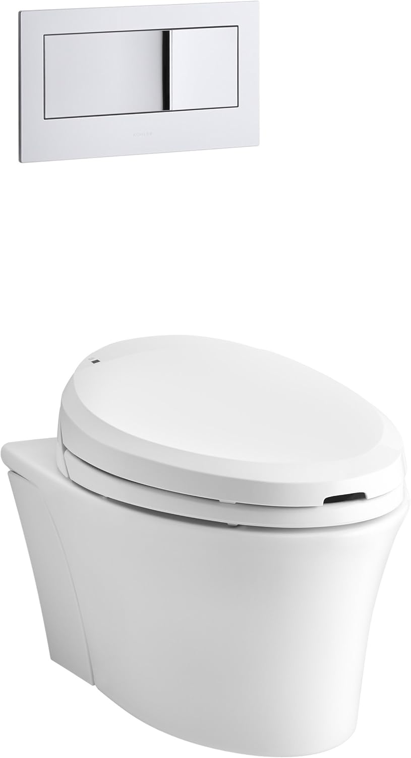 KOHLER K-6300-0 Veil Wall-Hung Elongated Toilet Bowl, White - - 