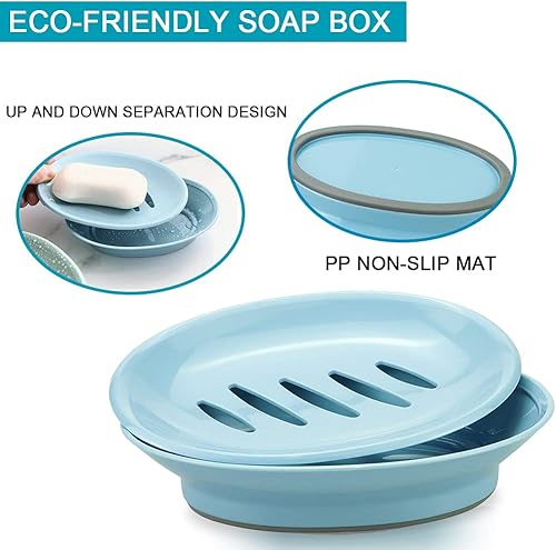 Miniatura 4 de TCOTBE - Jabonera de plástico extraíble con doble compartimento, 2 unidades