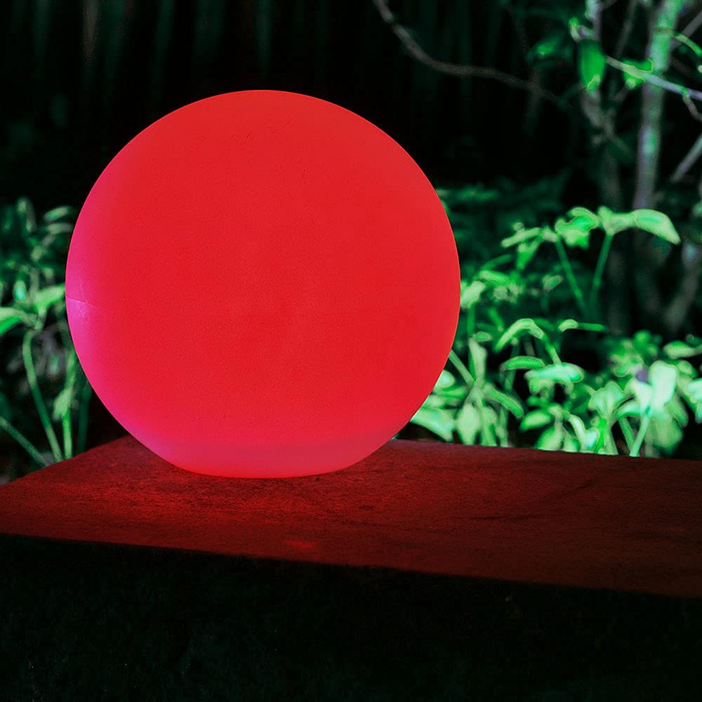 Dapo 2x Hochwertige LED-Außen-Garten-Solar-Kugel-Leuchte BIRTA mit Spieß, USB-Kabel und Fernbedienung, Reichweite 6m, Kunststoff, 2 x LED farbechselnd-tageslichtweiß, IP44, (Durchmesser 25cm)