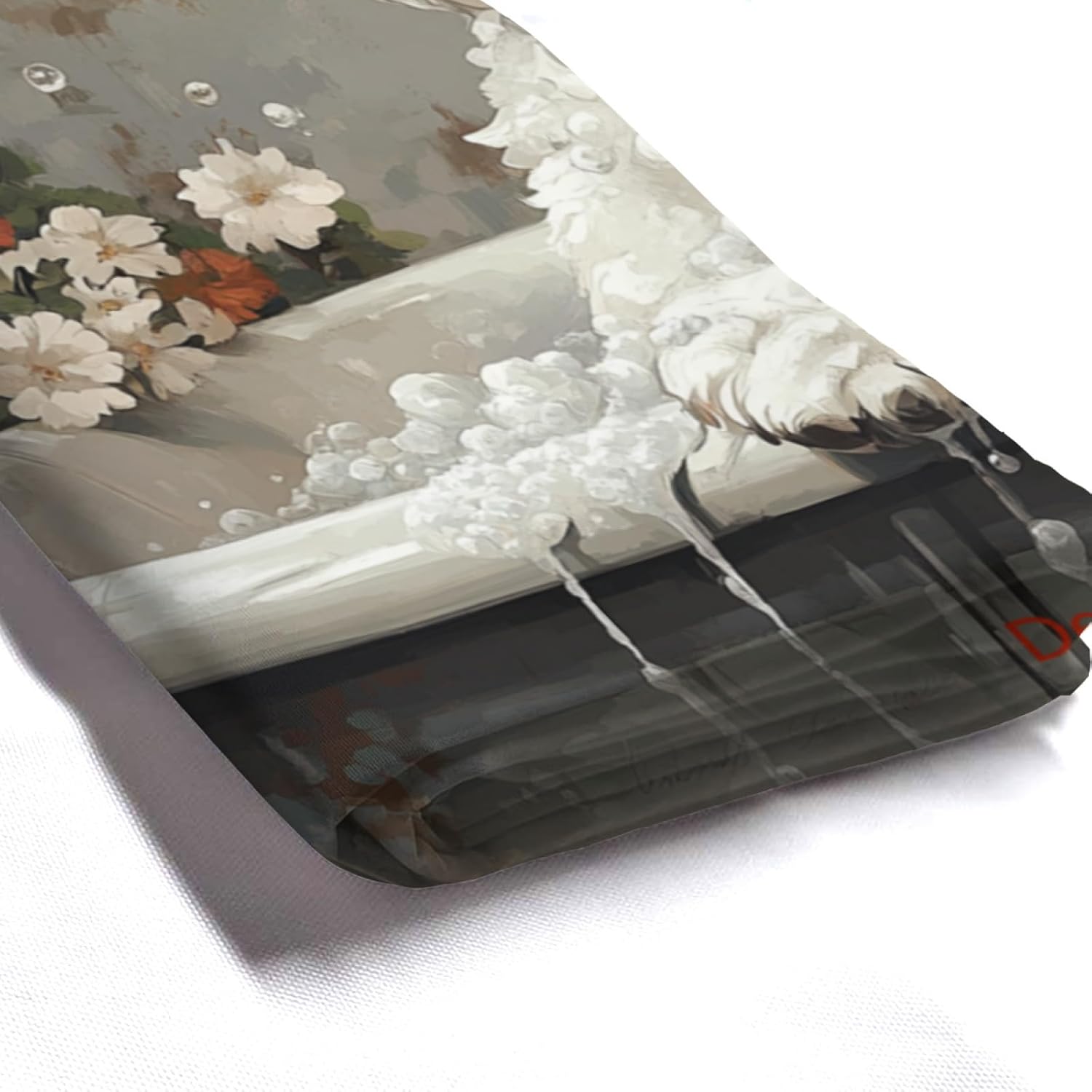 NGZ Funny White Terrier Shower Curtain, SPA White Terrier with Wine, Grey Shower Curtain, 72x72 Inches Floral Shower Curtains for Bathroom, Bath Curtains Set with 12 Hooks