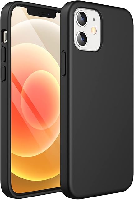 JETech Silicone Case for iPhone 12/12 Pro 6.1-Inch, Silky-Soft Touch Full-Body Protective Phone Case, Shockproof Cover with Microfiber Lining (Black)