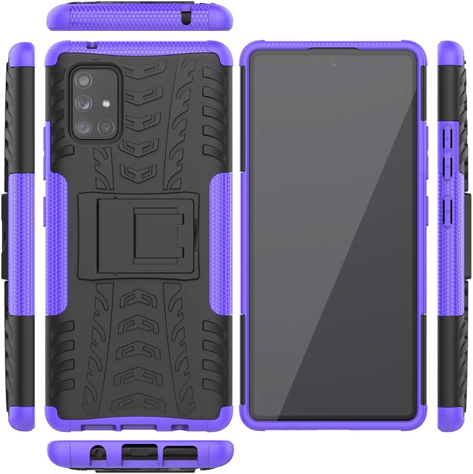 Osophter for Galaxy A71 5G Case with Screen Protector Dual Layer Shock-Absorption Cover Full-Body Protective Cell Phone with Kickstand Combo PC+TPU Back Cases for Samsung Galaxy A71 5G(KUI Purple)