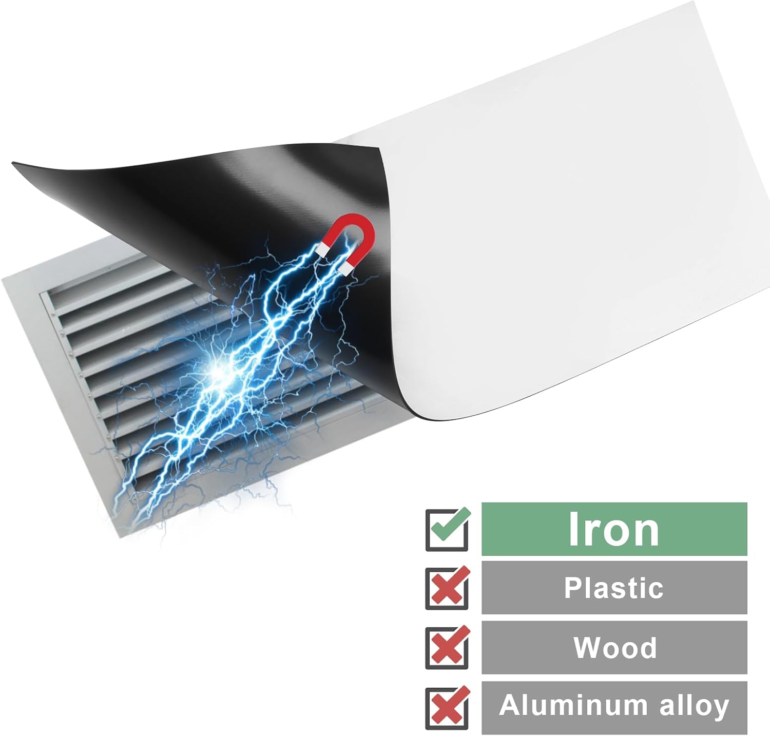 Magnetic Vent Cover 5.5"x12", Luxiv Stronger Magnet Cover for AC Vent Floor Vents Cover Decoration Cut-able RV Air Vent Covers for Floor Register Vents Cover Air Vents Magnetic Sheet