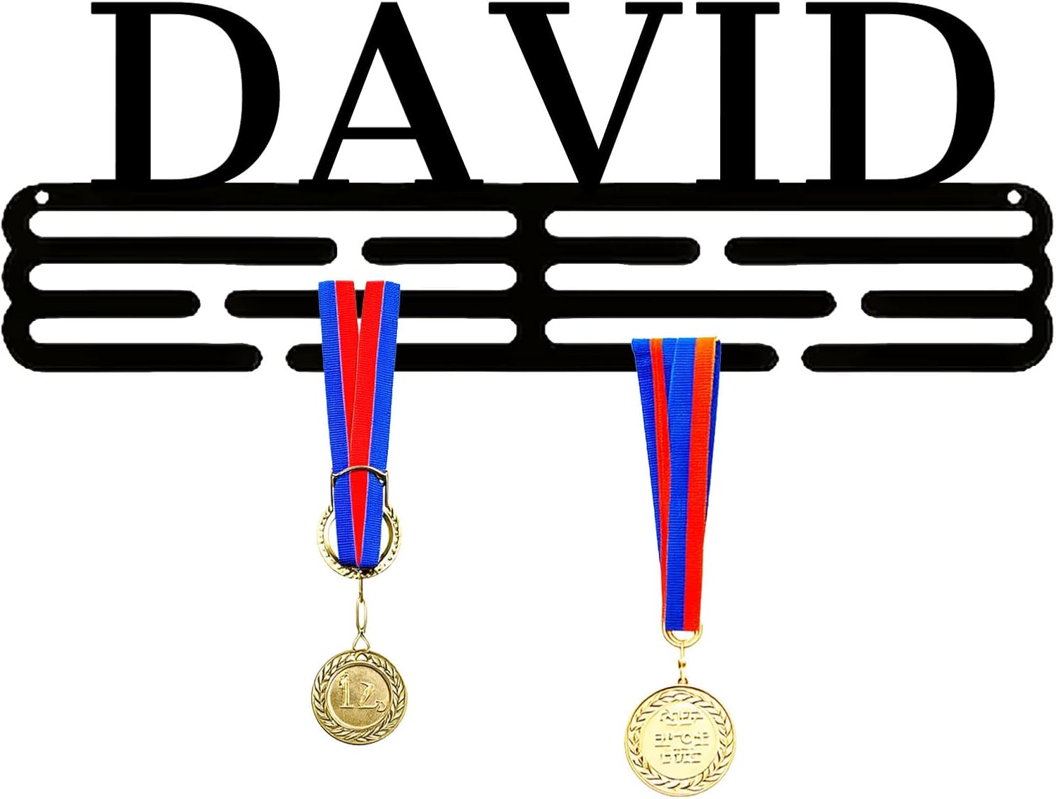 Personalized Medal Hanger with Custom Name, Metal Sports Medal Display Rack for Running Gymnastics Swimming, Wall Mounted Award Holder Organizer for Home Gym Decor