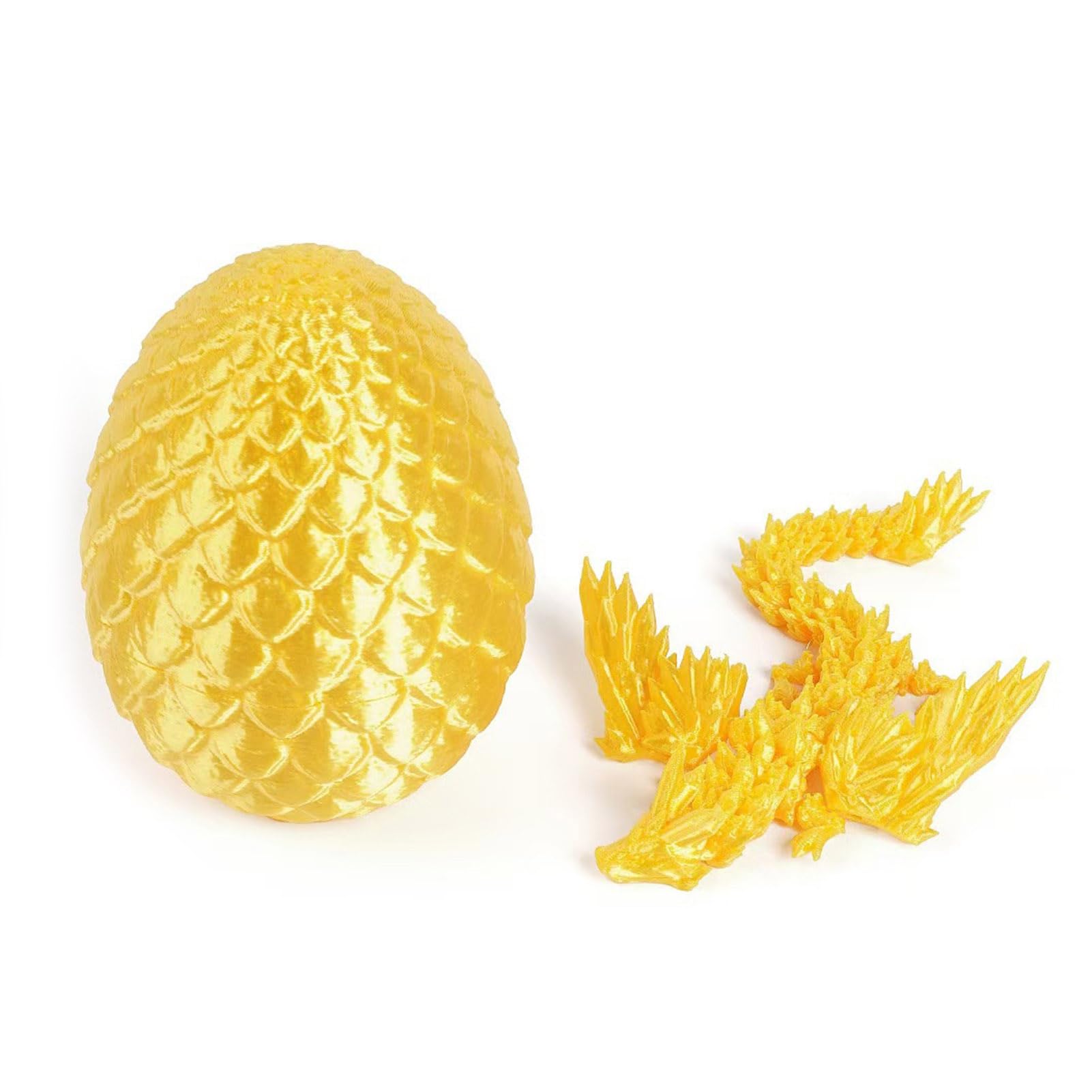3D Printed Dragon Egg, Mysterious Crystal Dragon Egg Surprise Toys, Articulated Crystal Dragon Egg with Dragon Inside,Easter Dragon Egg, Mystery Dragon Egg Fidget Toy, Easter Basket Stuffers Gold Dra