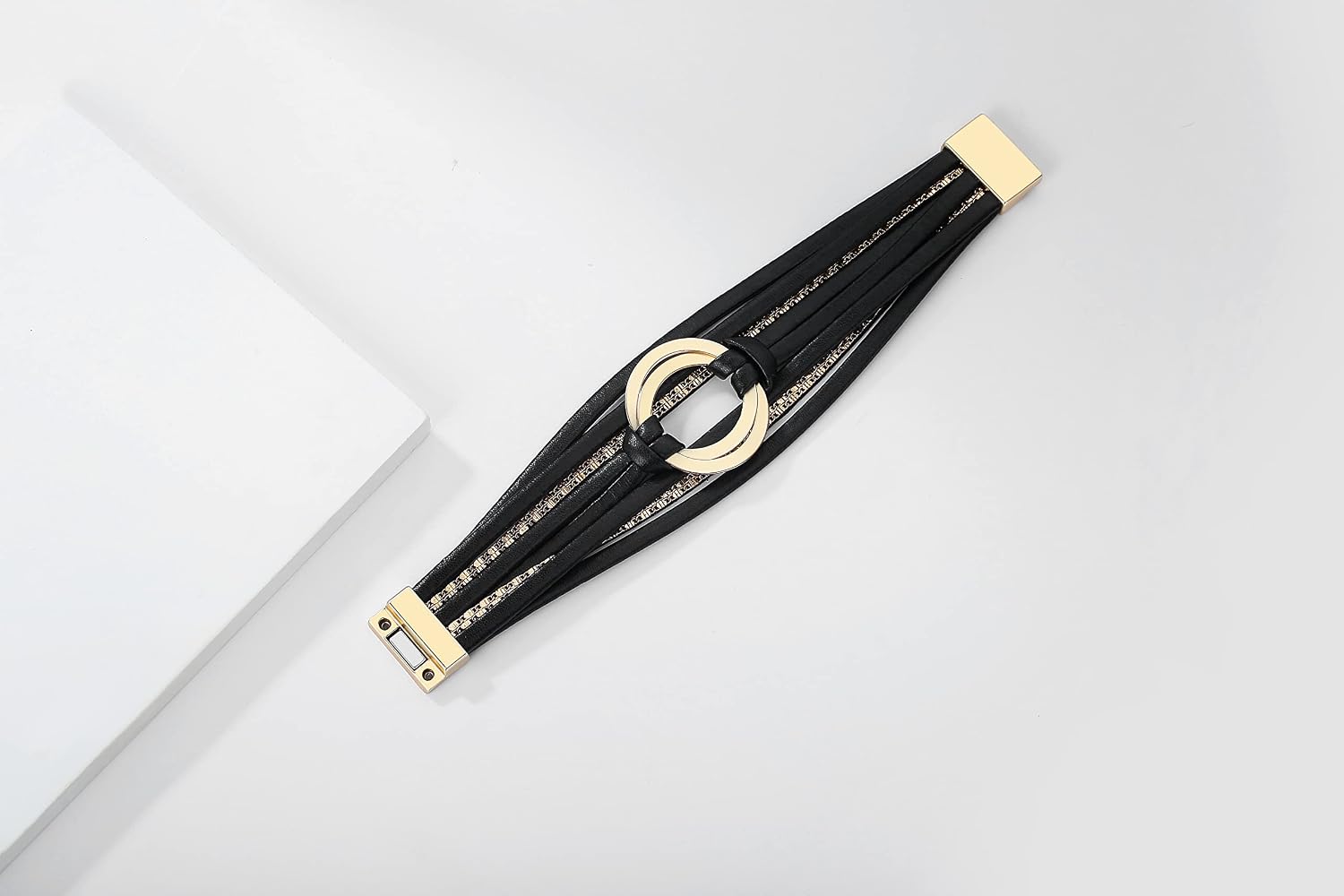 Circle Charm Leather Wrap Bracelet for Women Boho Gold Metal Circle Cuff Bracelets Layered Handmade Braided Bangle Couples Friendship Bracelets Jewelry Gift for Sisters, Wife and Mother