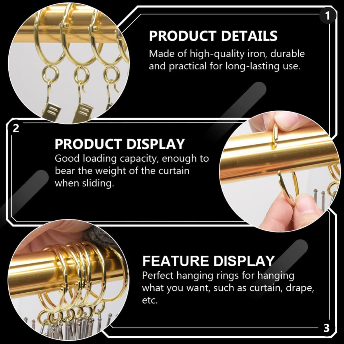 30pcs Iron Curtain Rings Clip for Hanging with Good Loading Capacity for Bathroom Use