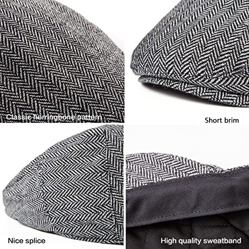 Image of LADYBRO 2 Pack Newsboy Hats for Men Wool Scally Cap Mens Flat Cap, Stylish Winter Cap for Man - Monkey Cap & Beanie Cap for Men