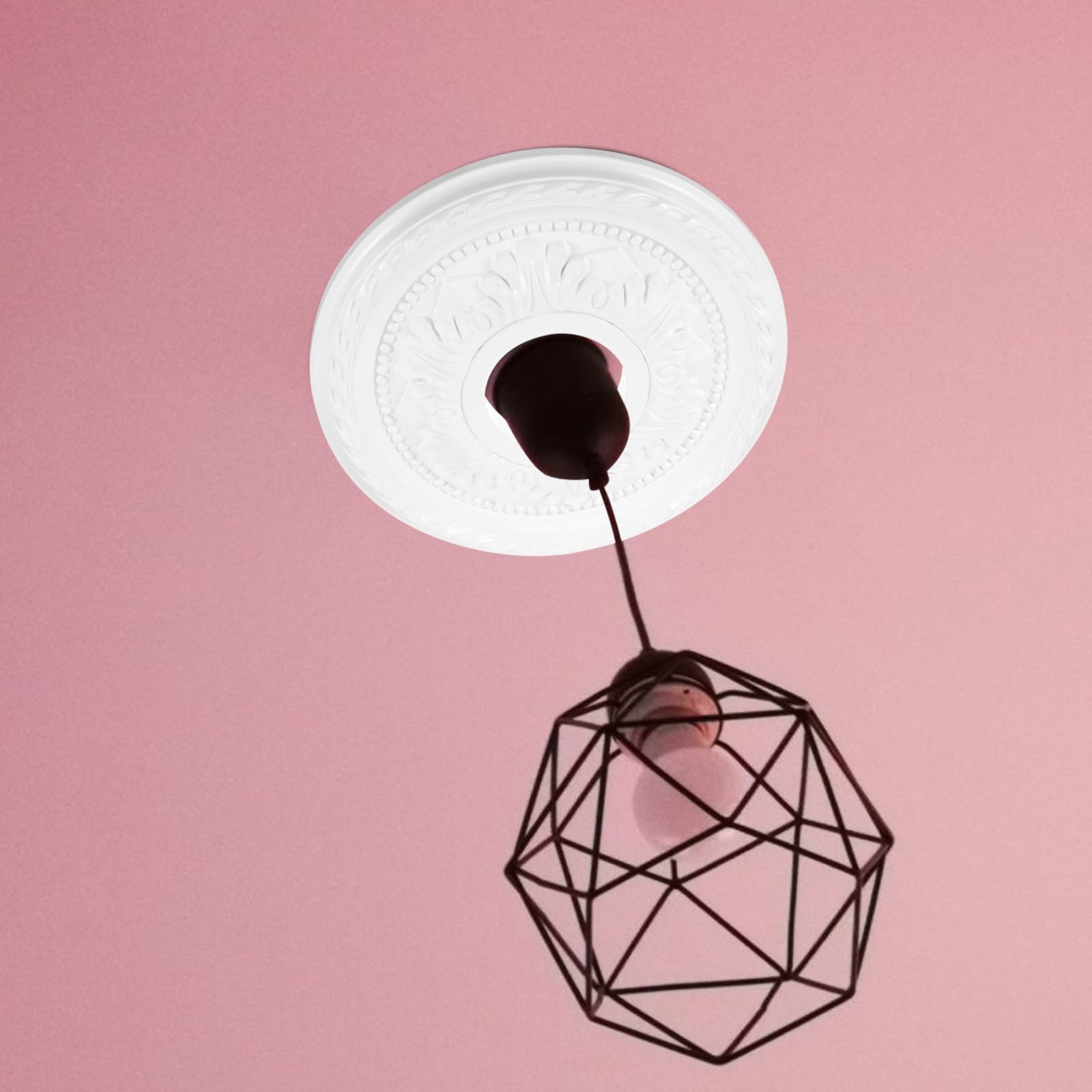 Medaglione da Soffitto Rotondo in PU per Lampadario e Ventilatore Medaglione Decorativo Tradizionale per Illuminazione Domestica Facile Installazione per Soggiorno e Camera da