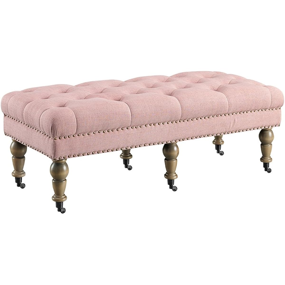 Isabelle Washed Pink Linen Bench