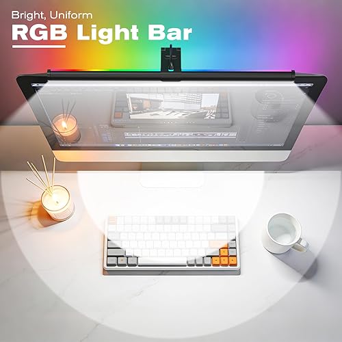 Miniatura 2 de Barra de luz para monitor RGB, lámpara de pantalla de lectura de doble luz para el cuidado de los ojos, 9 modos de retroiluminación para juegos,