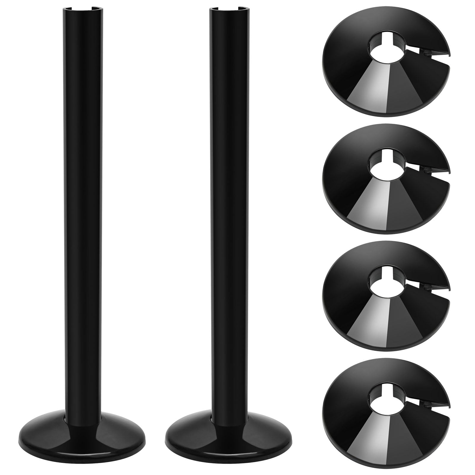 2 Pcs Radiator Pipe Covers Set with Radiator Pipe Collars Plastic, Radiators Pipes Sleeves, Radiators Pipes Caps Black 15mmx200mm for Professional Home Finishing