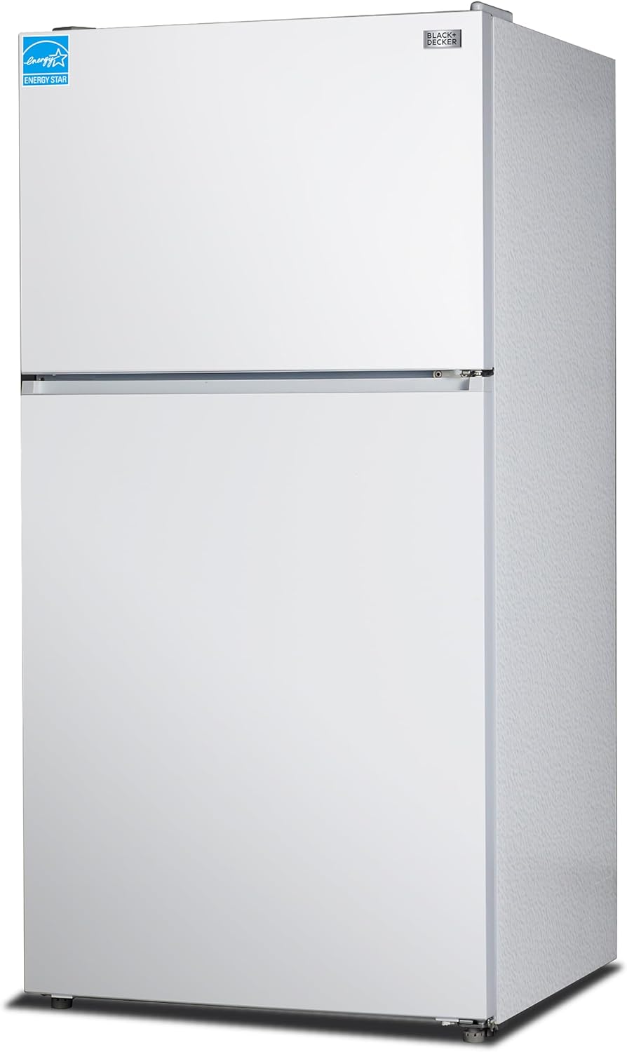BLACK+DECKER 24 Cu. Ft. Top Mount Refrigerator with Freezer, 2 Door Fridge with Top Freezer and Adjustable Temperature Control, Full Size Kitchen Refrigerator, ENERGY STAR, BR2400JW, White BLACK+DECKER 24 Cu. Ft. Top Mount Refrigerator with Freezer, 2 Door Fridge with Top Freezer and Adjustable Temperature Control, Full Size Kitchen Refrigerator, ENERGY STAR, BR2400JW, White